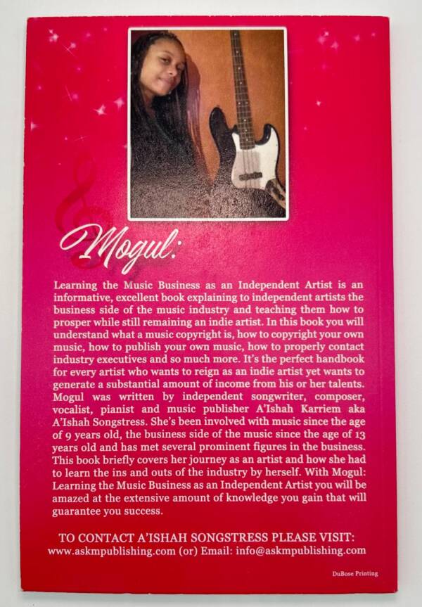 Back cover of music business book, "Mogul: Learning the music business as an independent artist"